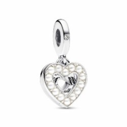 CHARM PANDORA DOBLE CORAZON BLANCO NACARADO - 792649C01