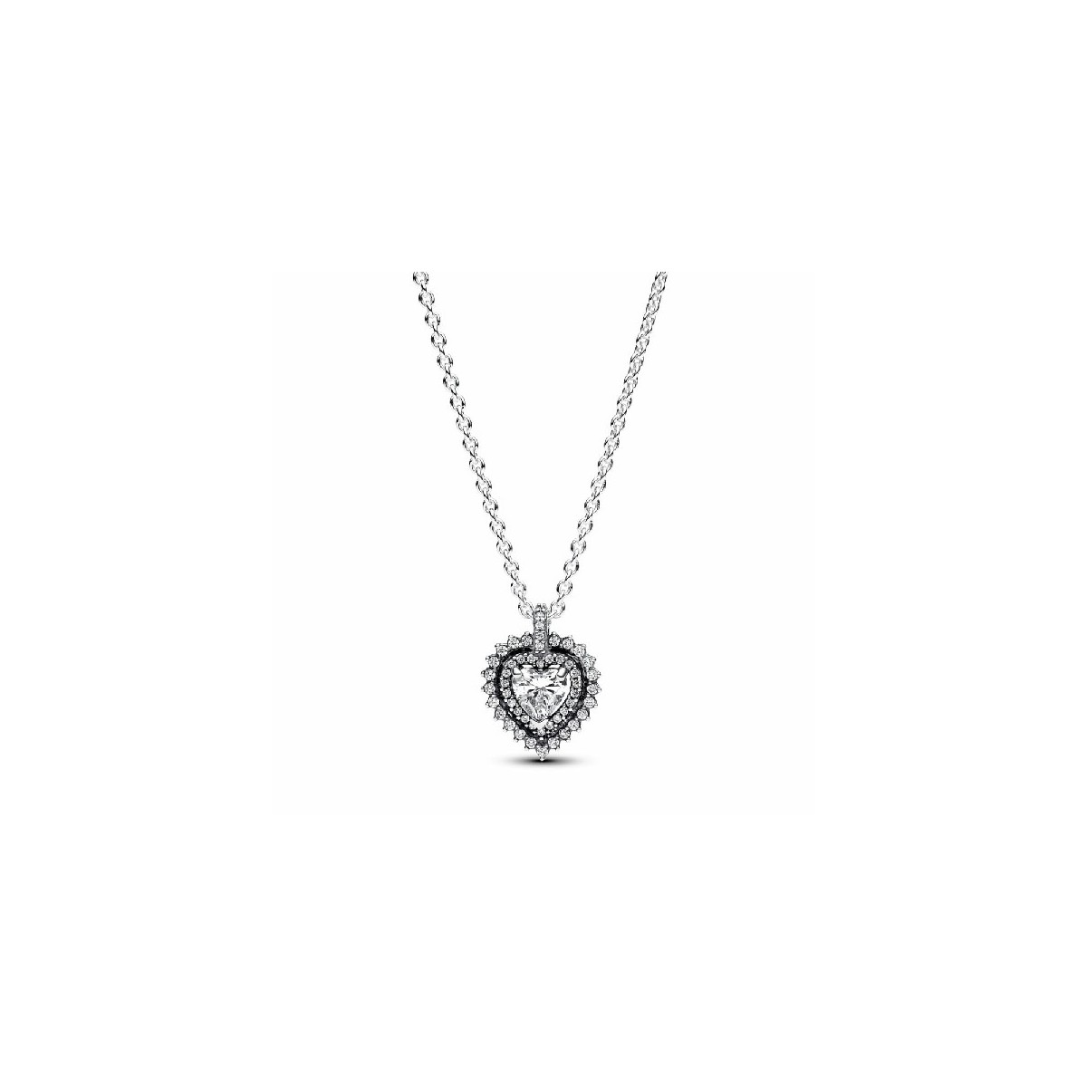 COLLAR PANDORA CORAZON HALO BRILLANTE - 393099C01-45