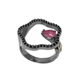 ANILLO BOHEMME FORMS QUARZO TURMALINA ROSA