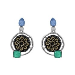 PENDIENTES BOHEMME COLOR CUARZO ESMERALDA/TANZANITA